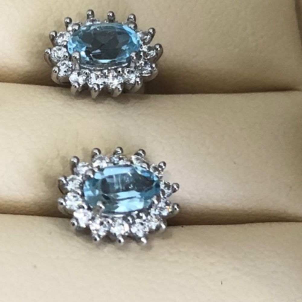 Sky Blue Topaz Silver Earrings